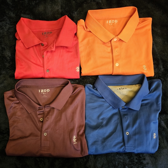 **BUNDLE** Izod Men's Golf Polo Shirt Set - Red, Orange, Purple, Blue - Picture 1 of 2